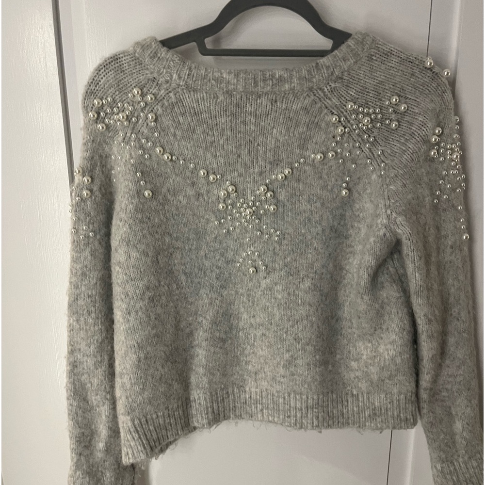 Zara wool and pearl embellished sweater